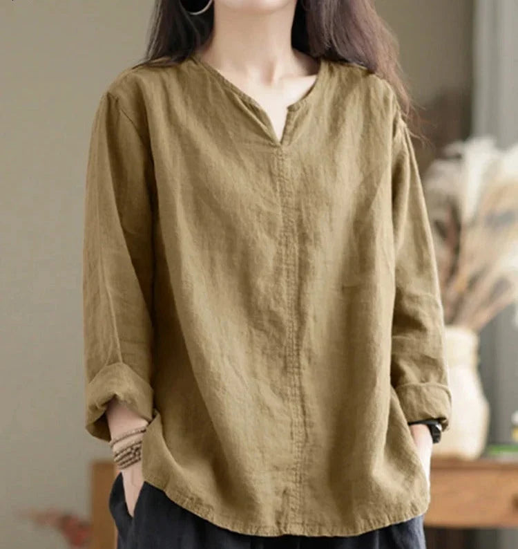 V-Ausschnitt Bluse aus Baumwolle