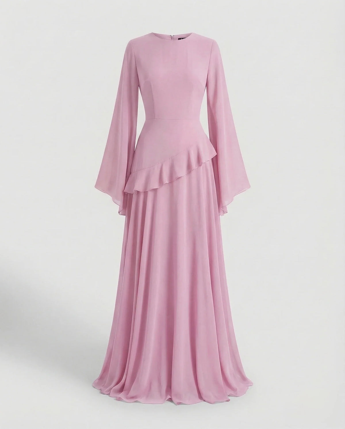 Damen Gala-Maxikleid Glockenärmel Stufenrock