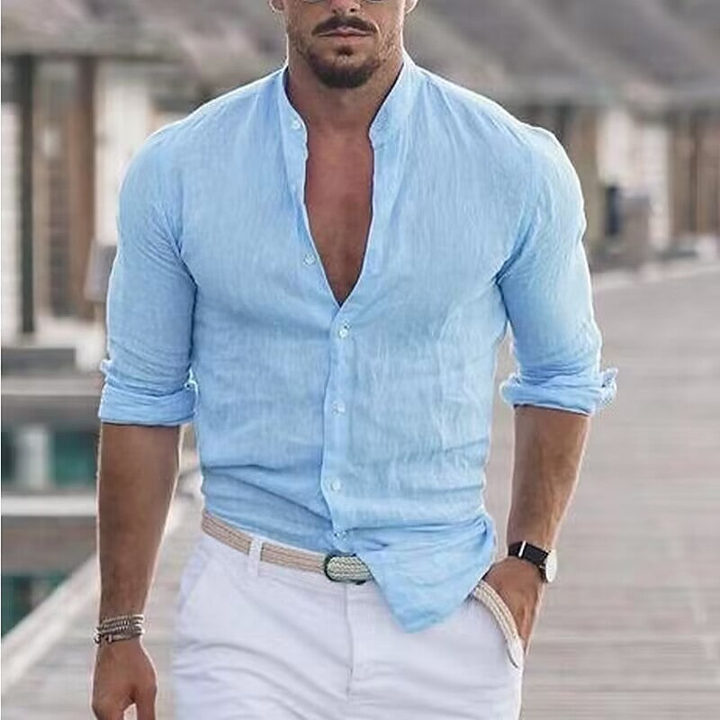 Herren modisches Langarmhemd mit leichtem Stoff