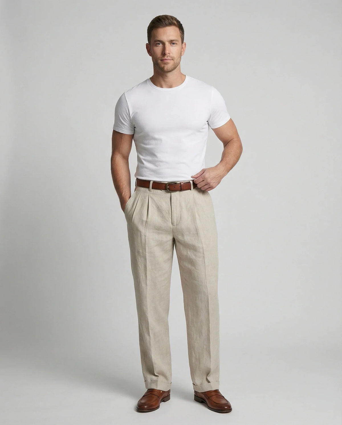 Herren elegante und bequeme Leinenhose