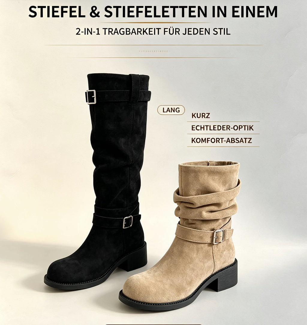Retro-Stiefel mit klobiger Sohle und lockerem Schaft
