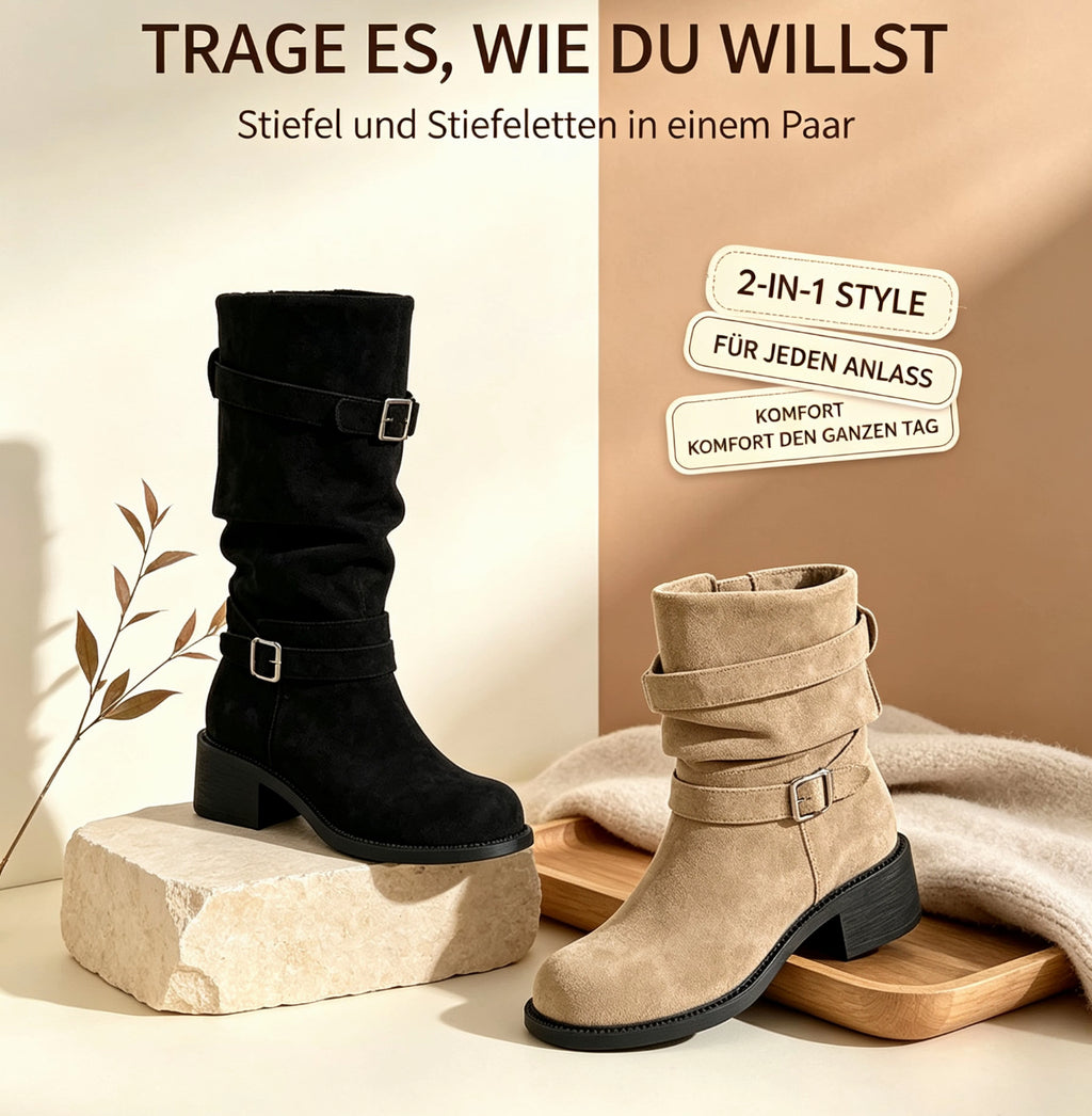Retro-Stiefel mit klobiger Sohle und lockerem Schaft