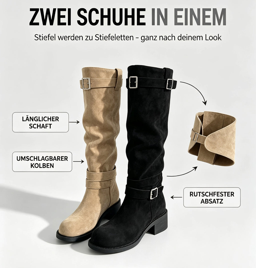 Retro-Stiefel mit klobiger Sohle und lockerem Schaft