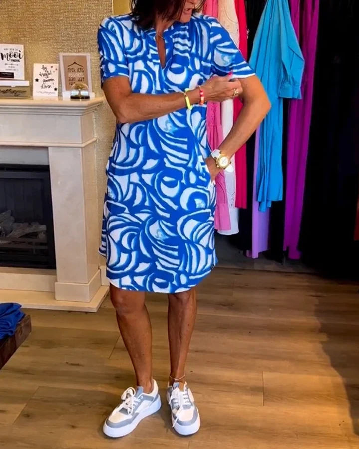 Lässiges Kurzärmeliges Kleid mit Print