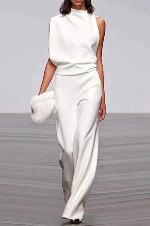 Rosiedress Cowl Neck One Shoulder Batwing Sleeve Party Suit