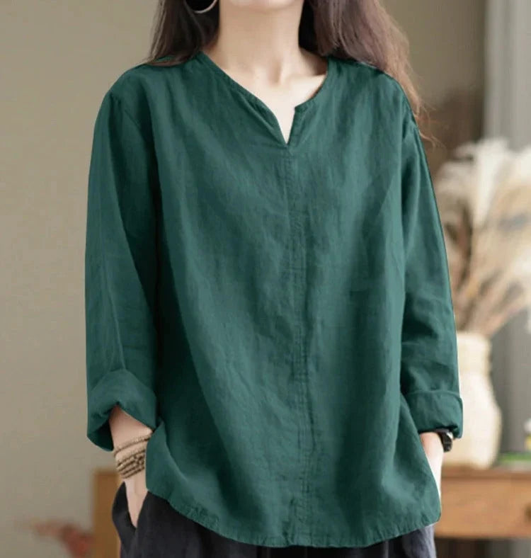 V-Ausschnitt Bluse aus Baumwolle