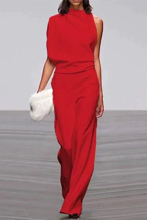 Rosiedress Cowl Neck One Shoulder Batwing Sleeve Party Suit