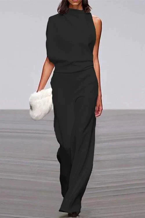 Rosiedress Cowl Neck One Shoulder Batwing Sleeve Party Suit