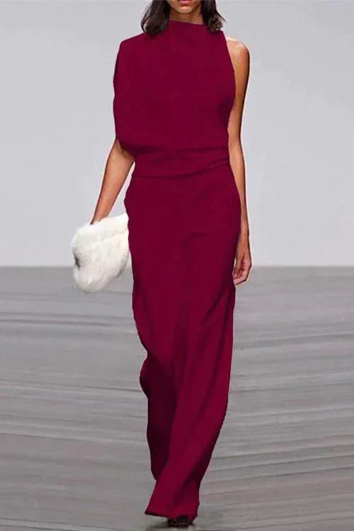 Rosiedress Cowl Neck One Shoulder Batwing Sleeve Party Suit