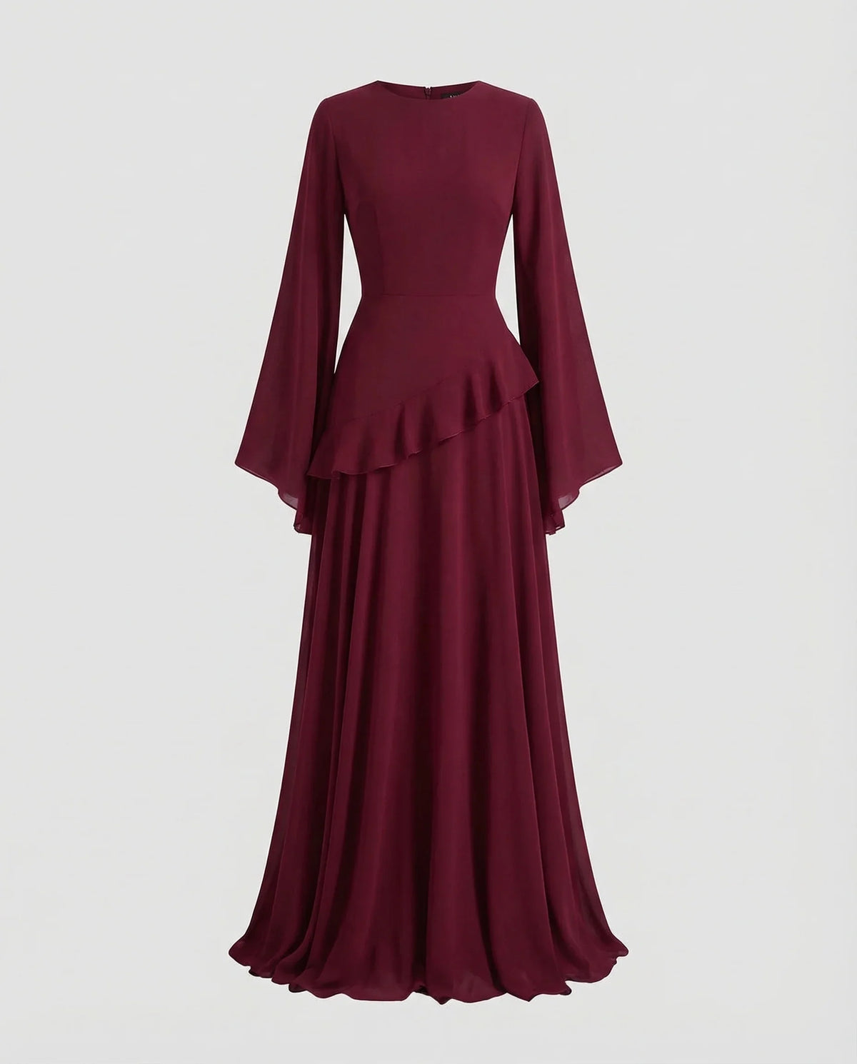 Damen Gala-Maxikleid Glockenärmel Stufenrock