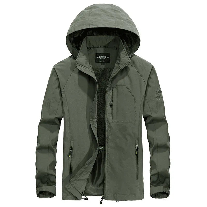 Wasserdichte Outdoor Herrenjacke mit Abnehmbarem Kapuzenverband