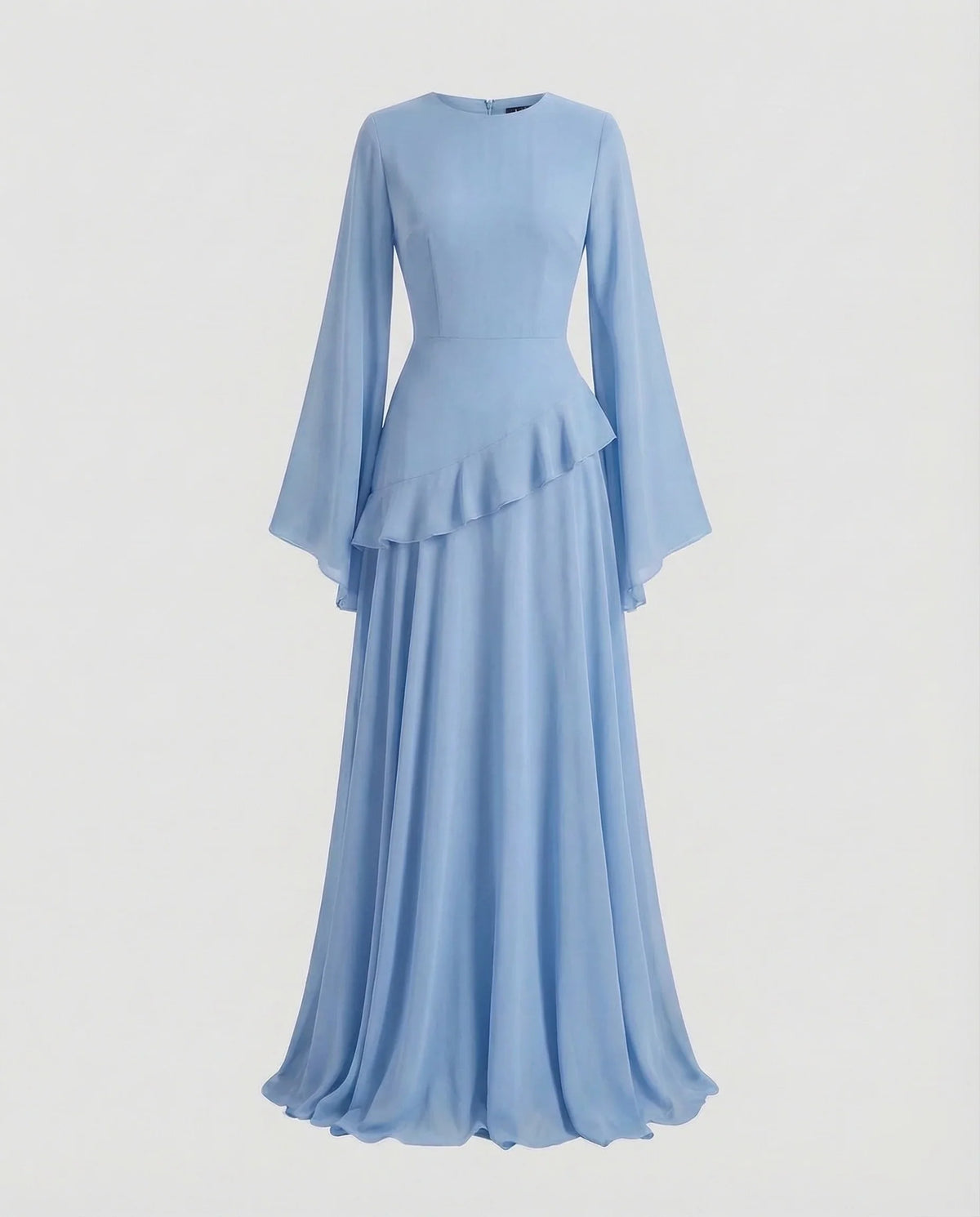 Damen Gala-Maxikleid Glockenärmel Stufenrock