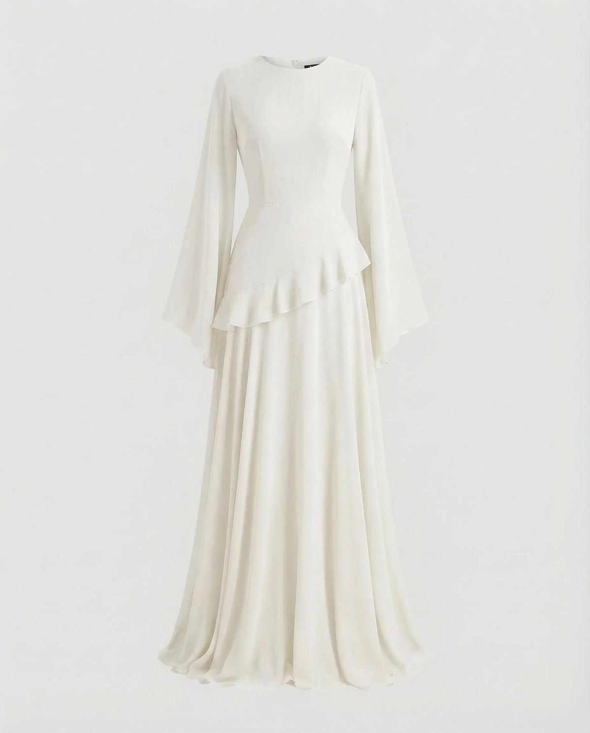 Damen Gala-Maxikleid Glockenärmel Stufenrock