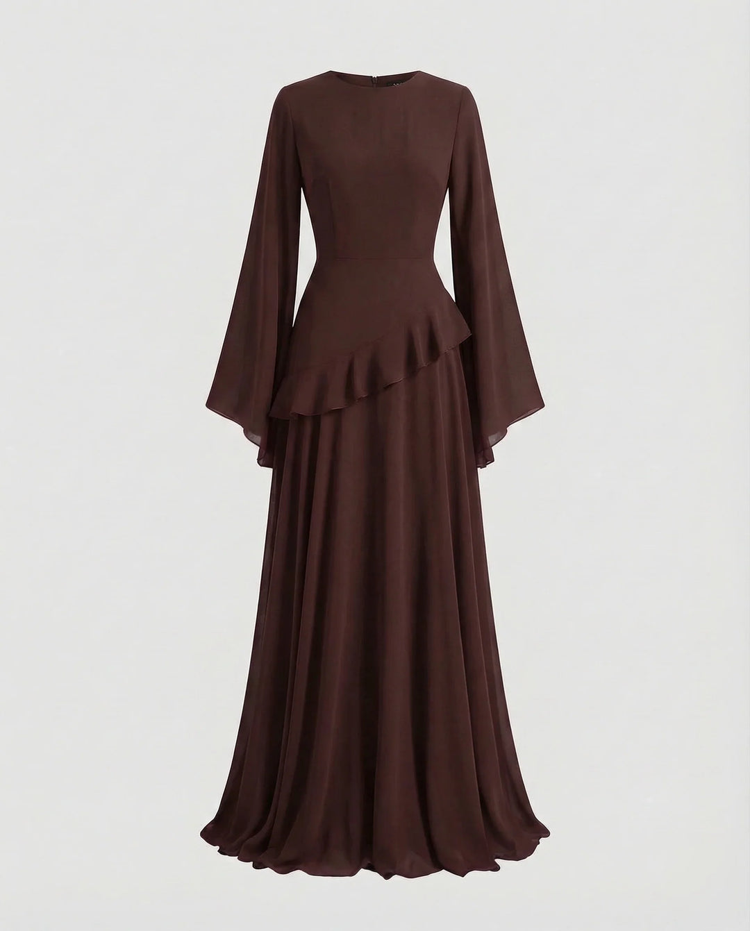 Damen Gala-Maxikleid Glockenärmel Stufenrock