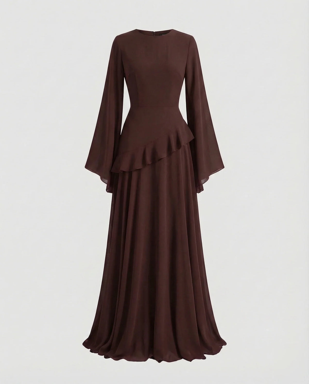 Damen Gala-Maxikleid Glockenärmel Stufenrock