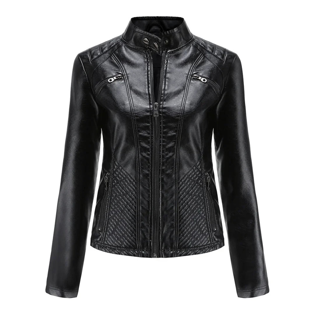 Lederjacke für Damen - Modische Jacke mit Reißverschluss