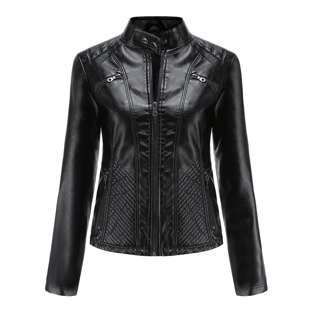 Lederjacke für Damen - Modische Jacke mit Reißverschluss