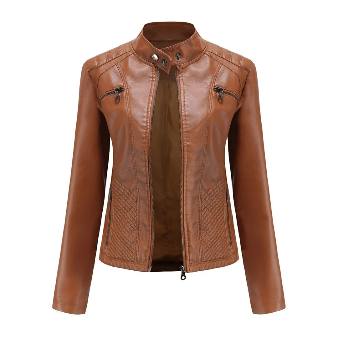 Lederjacke für Damen - Modische Jacke mit Reißverschluss