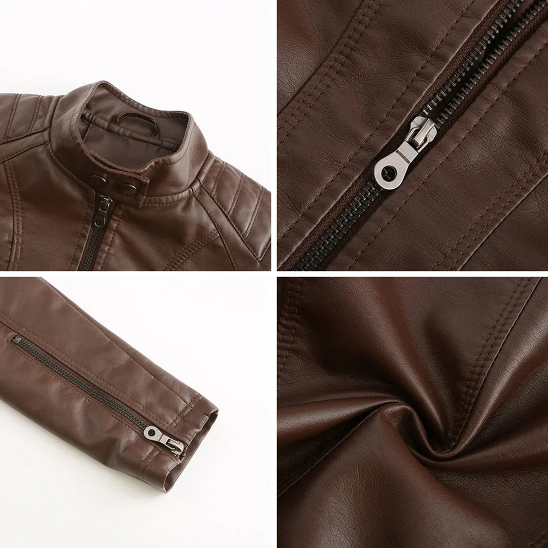 Lederjacke für Damen - Modische Jacke mit Reißverschluss