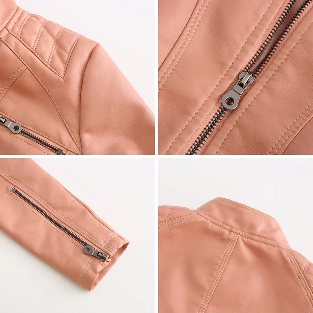 Lederjacke für Damen - Modische Jacke mit Reißverschluss