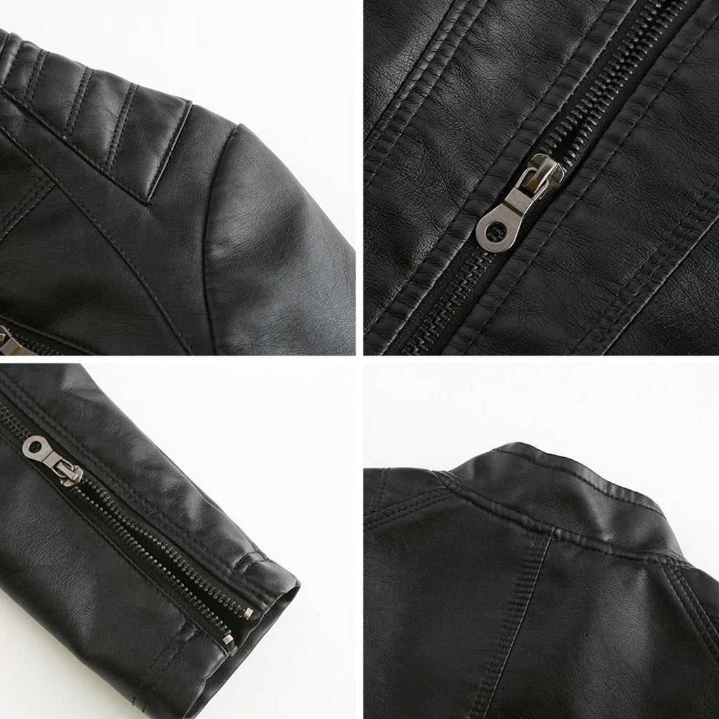 Lederjacke für Damen - Modische Jacke mit Reißverschluss