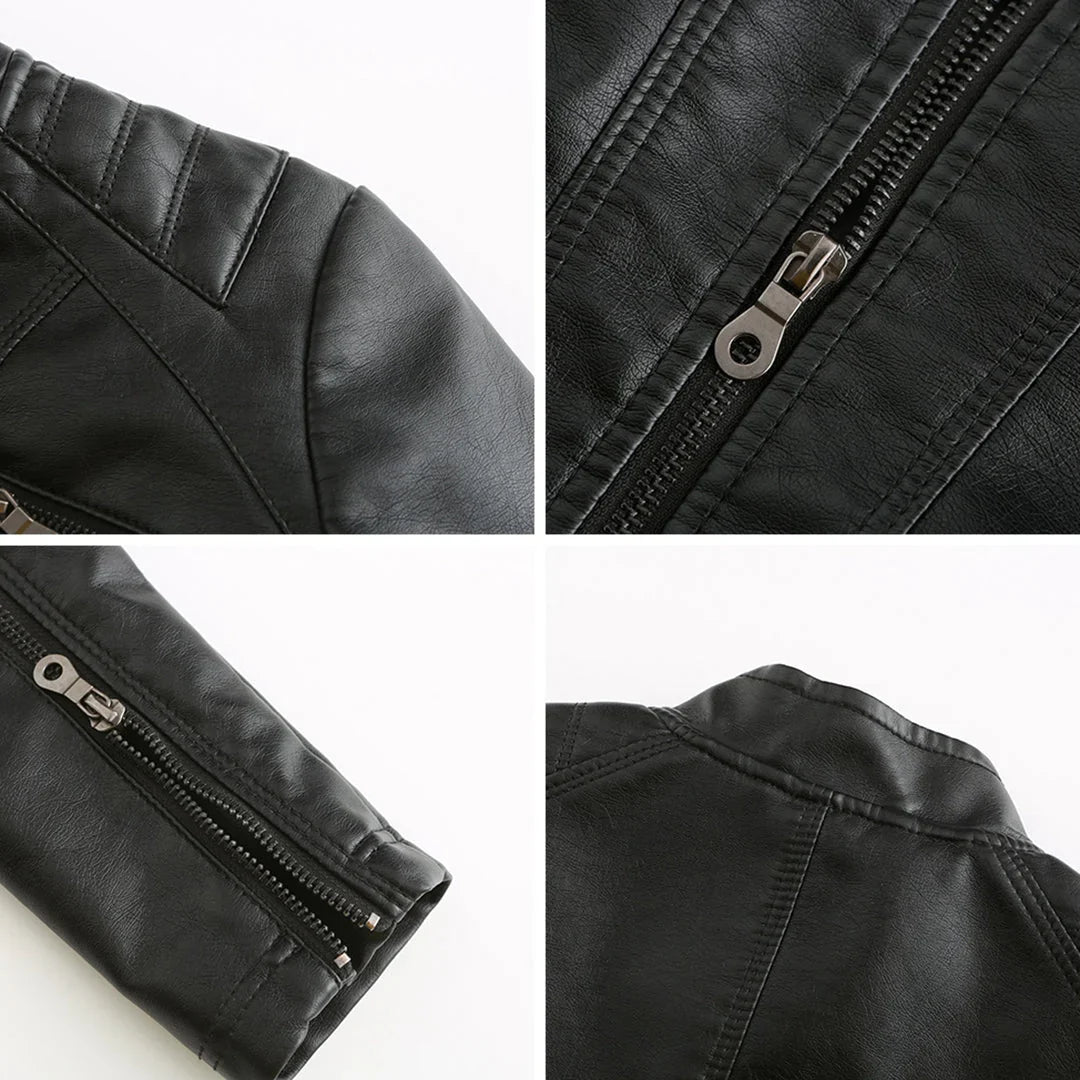 Lederjacke für Damen - Modische Jacke mit Reißverschluss