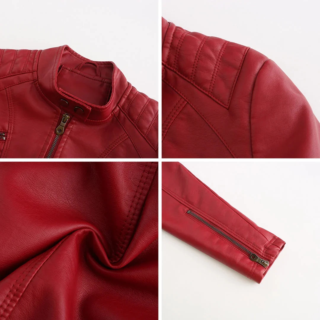 Lederjacke für Damen - Modische Jacke mit Reißverschluss