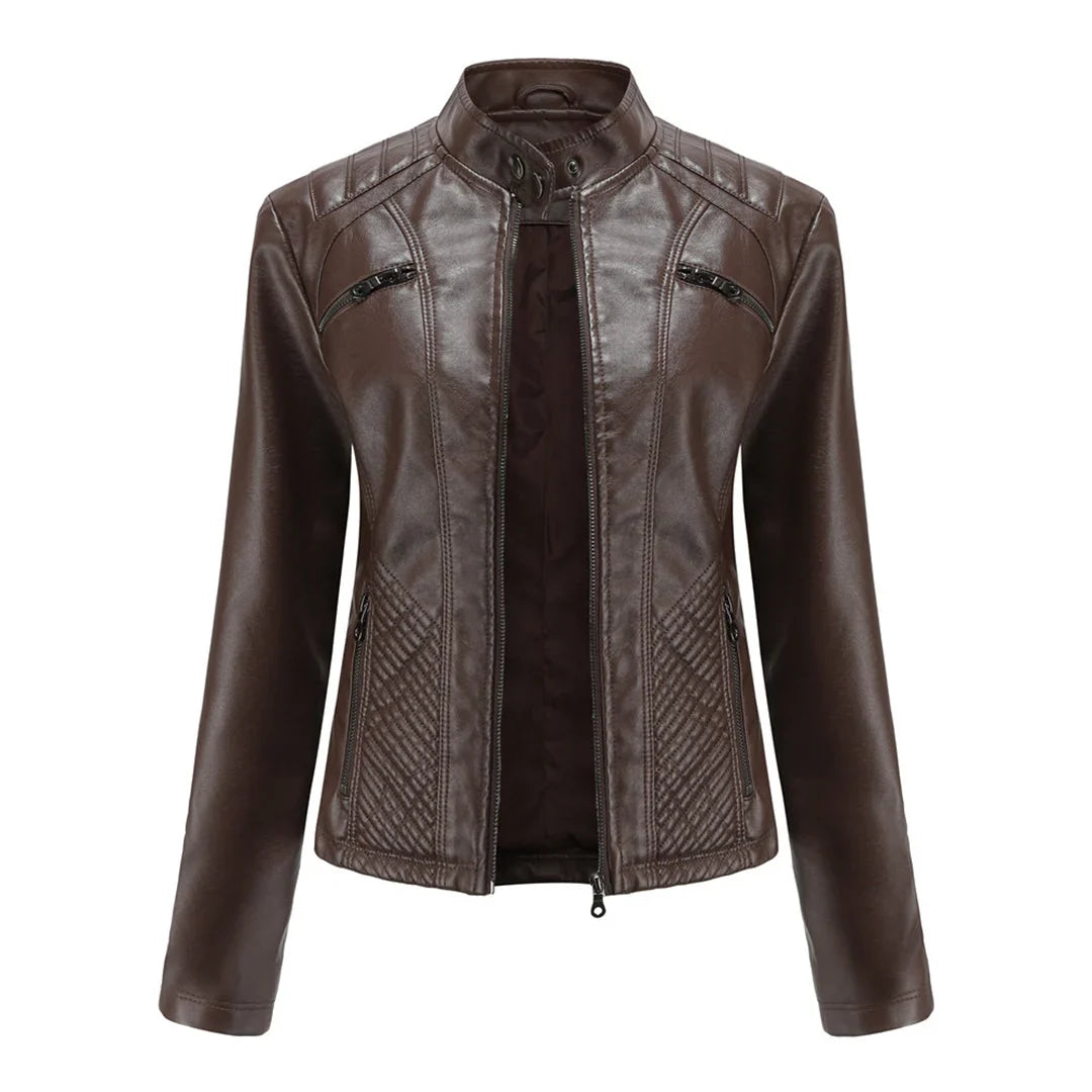 Lederjacke für Damen - Modische Jacke mit Reißverschluss