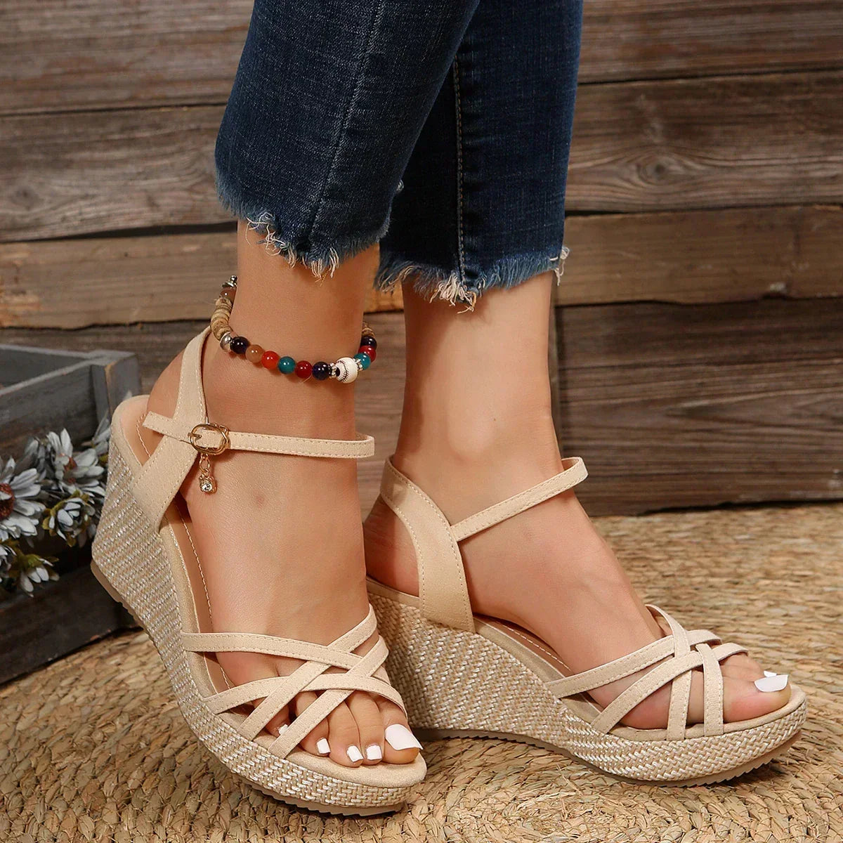 Damen Sandalen mit Keilabsatz