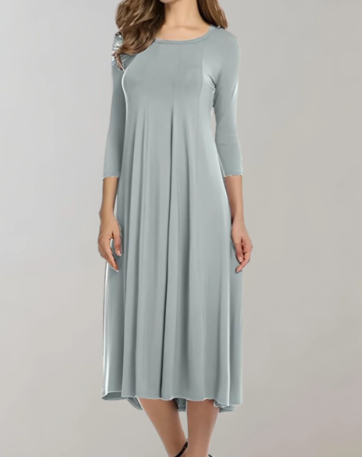 Swingkleid mit 3/4-Ärmeln und Rundem Ausschnitt