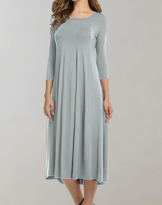 Swingkleid mit 3/4-Ärmeln und Rundem Ausschnitt