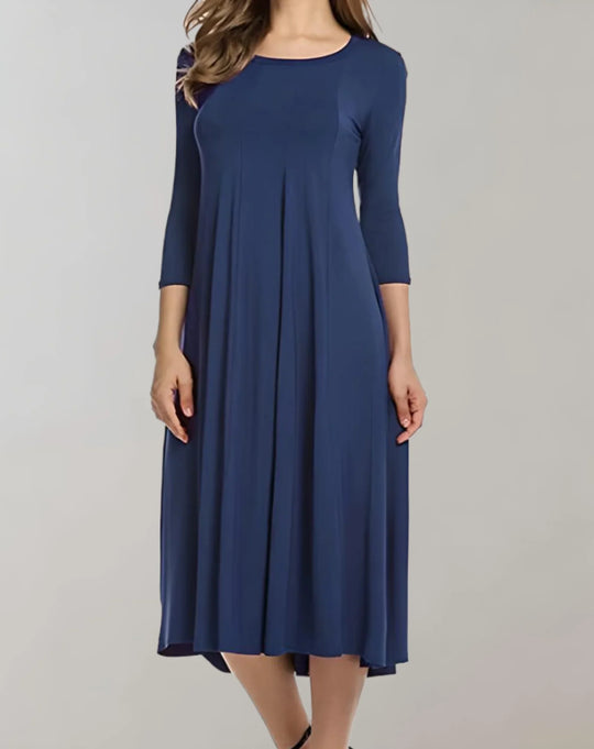 Swingkleid mit 3/4-Ärmeln und Rundem Ausschnitt