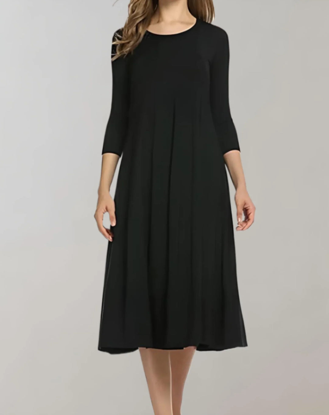 Swingkleid mit 3/4-Ärmeln und Rundem Ausschnitt