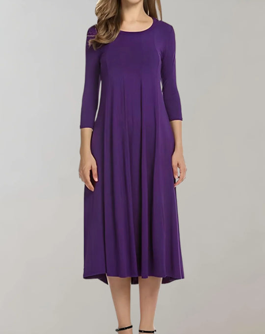 Swingkleid mit 3/4-Ärmeln und Rundem Ausschnitt