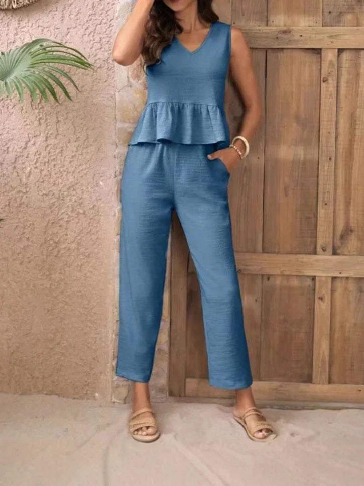 Damen Eleganter Jumpsuit mit modernen Raffungen und lässigem Schnitt Heidi-Mode