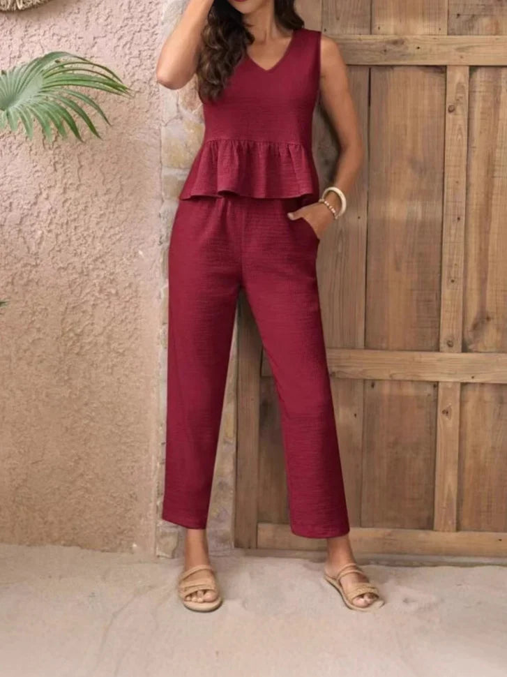 Damen Eleganter Jumpsuit mit modernen Raffungen und lässigem Schnitt Heidi-Mode