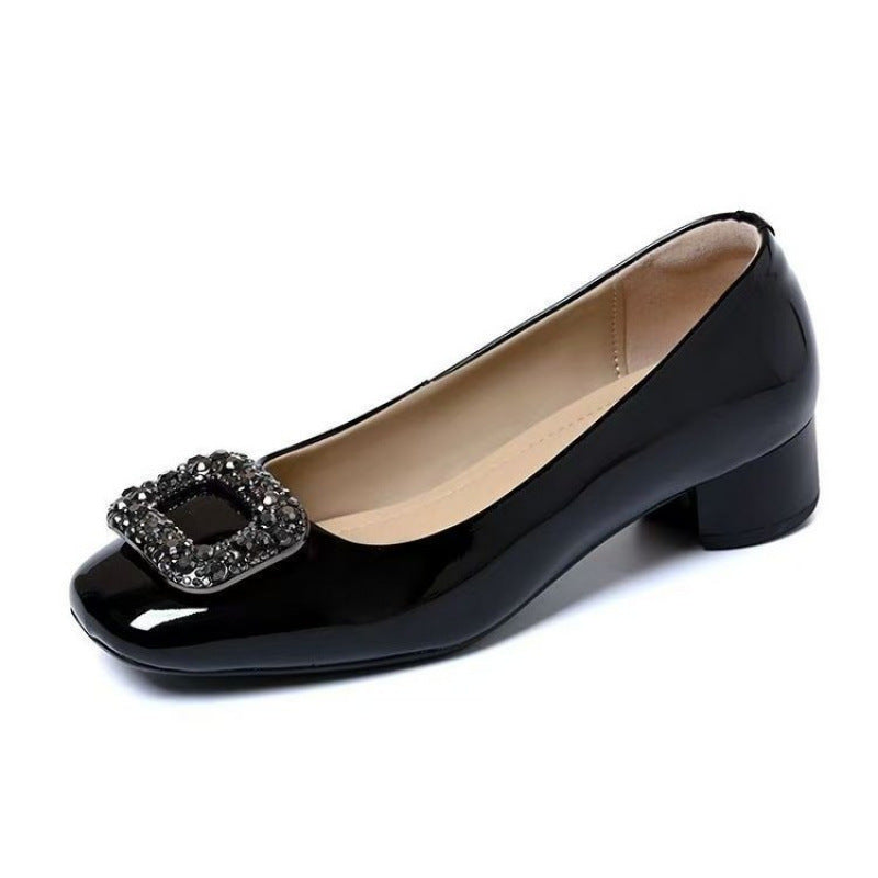 Vintage-Lederschuhe für Damen mit Strasssteinen