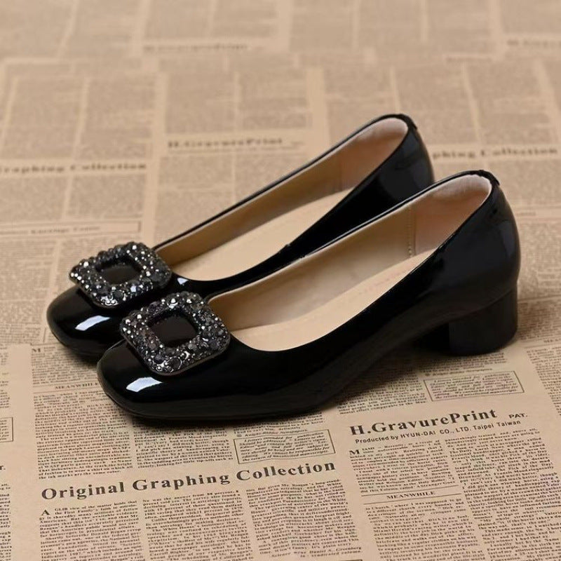 Vintage-Lederschuhe für Damen mit Strasssteinen
