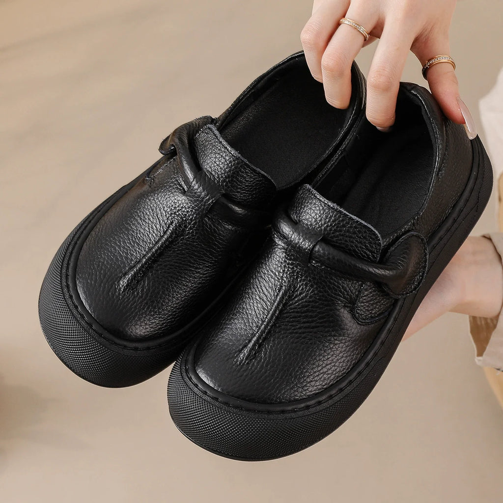 Retro-Slip-On-Damenschuhe aus echtem Leder