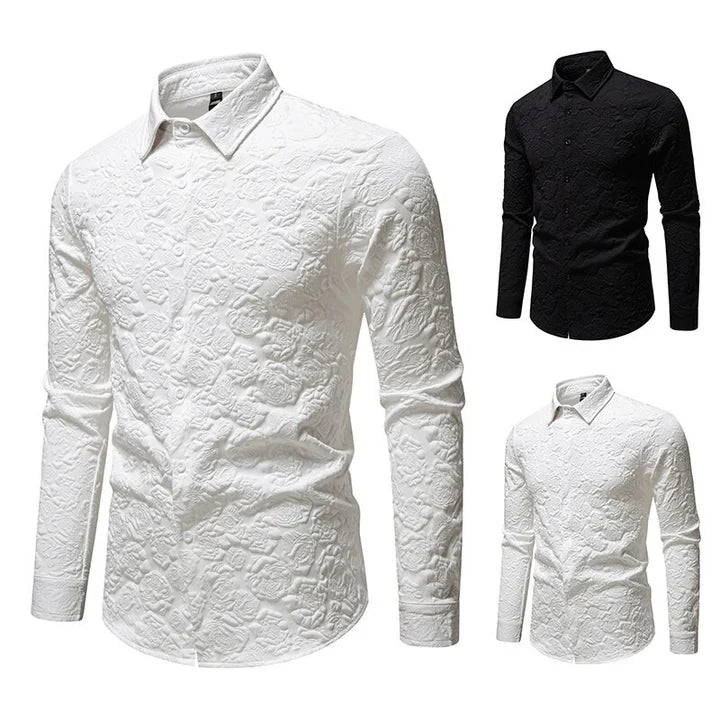 Herren Langarmhemd mit strukturiertem Design