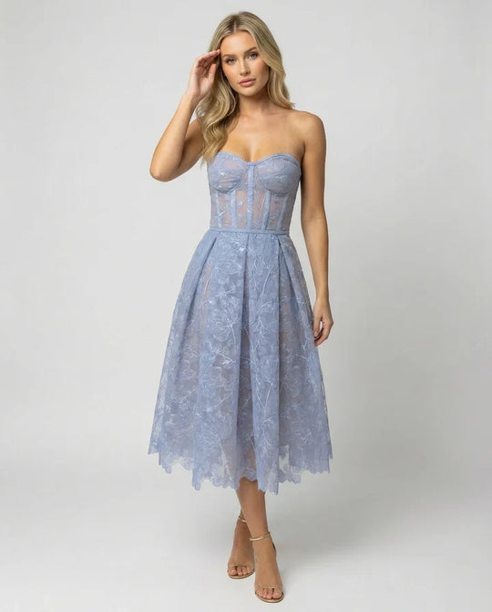 Korsett-Top Spitzen-Midi-Kleid