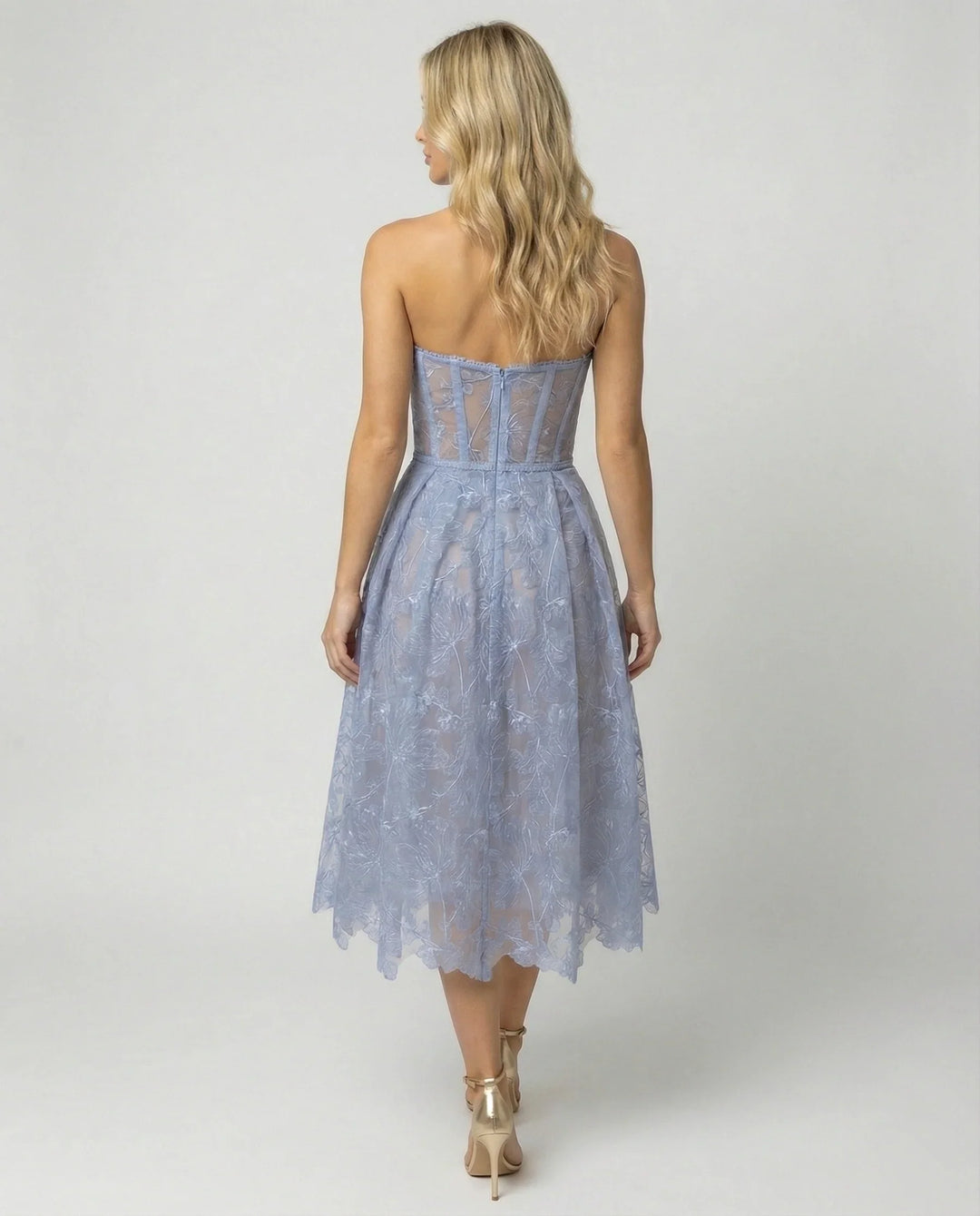 Korsett-Top Spitzen-Midi-Kleid