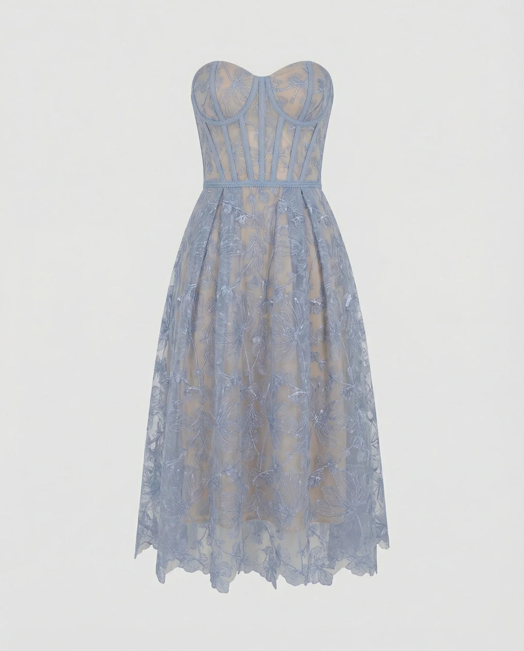 Korsett-Top Spitzen-Midi-Kleid