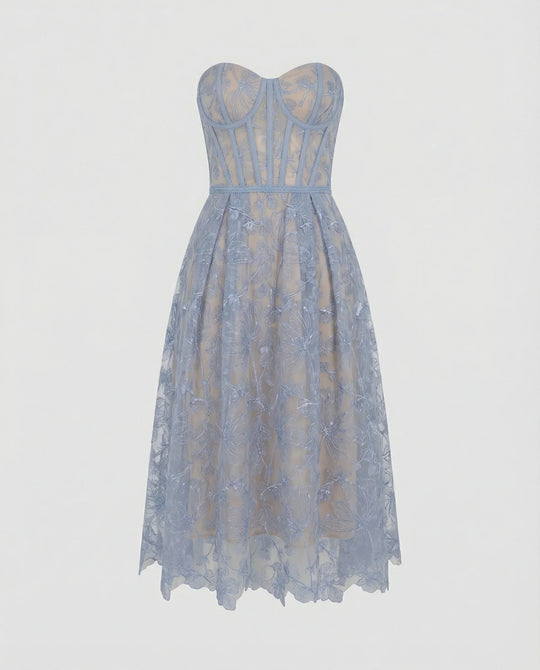 Korsett-Top Spitzen-Midi-Kleid