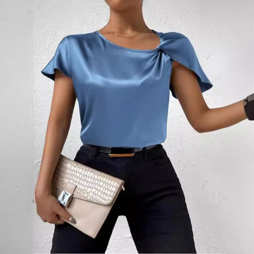 Damen Elegantes Top mit asymmetrischem Schnitt und feinem Glanz