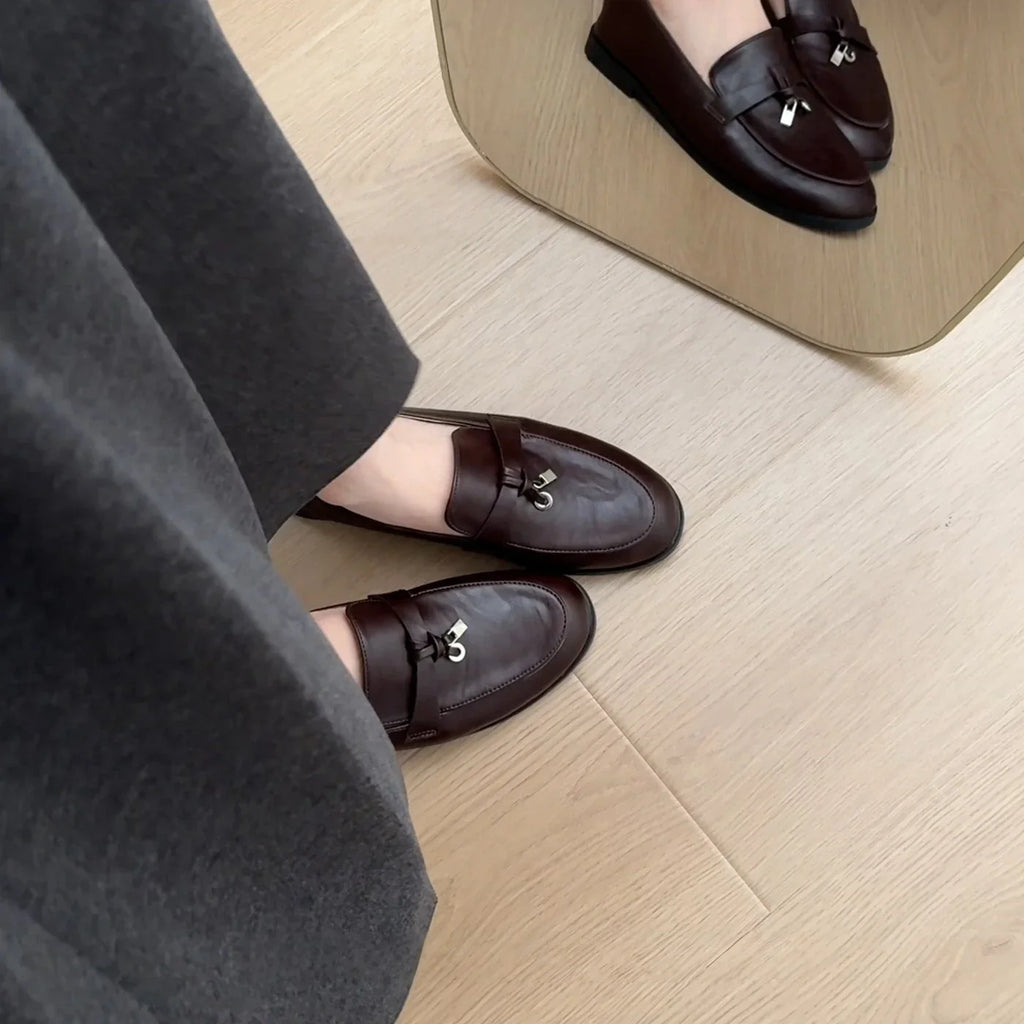 Damen elegante Mokassins mit modischer Schnalle