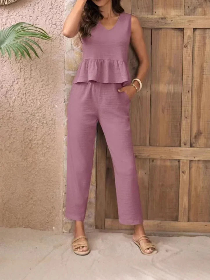 Damen Eleganter Jumpsuit mit modernen Raffungen und lässigem Schnitt Heidi-Mode