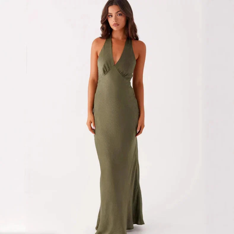 Damen Elegantes Wickelkleid mit V-Ausschnitt und schmalem, fließendem Schnitt