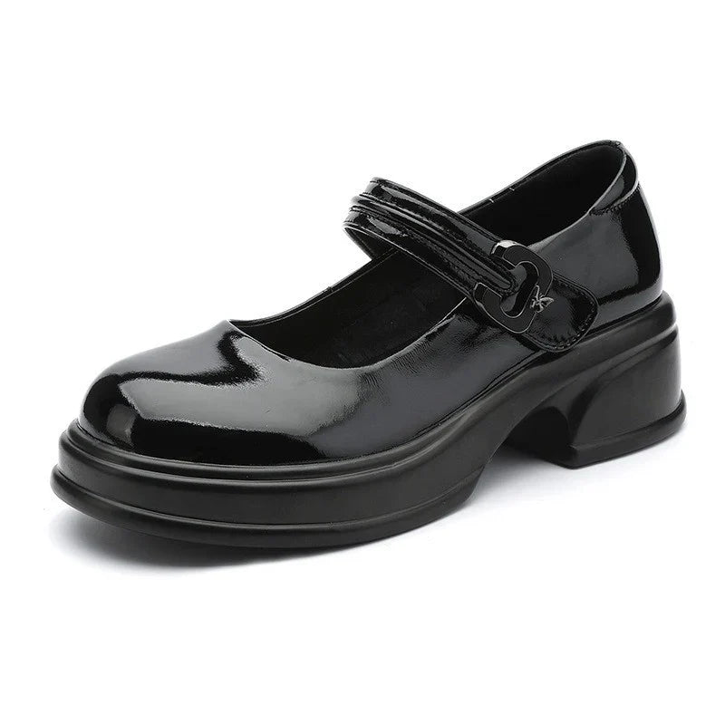 Damen Mary Jane Schuhe mit modischem Schnallenakzent und komfortablem Blockabsatz