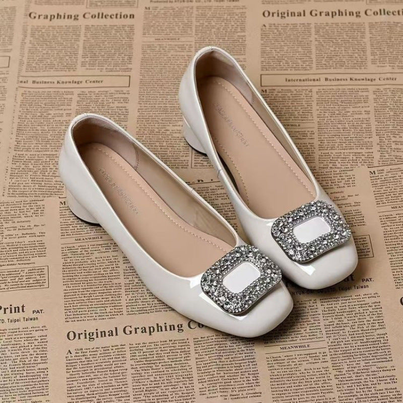 Vintage-Lederschuhe für Damen mit Strasssteinen
